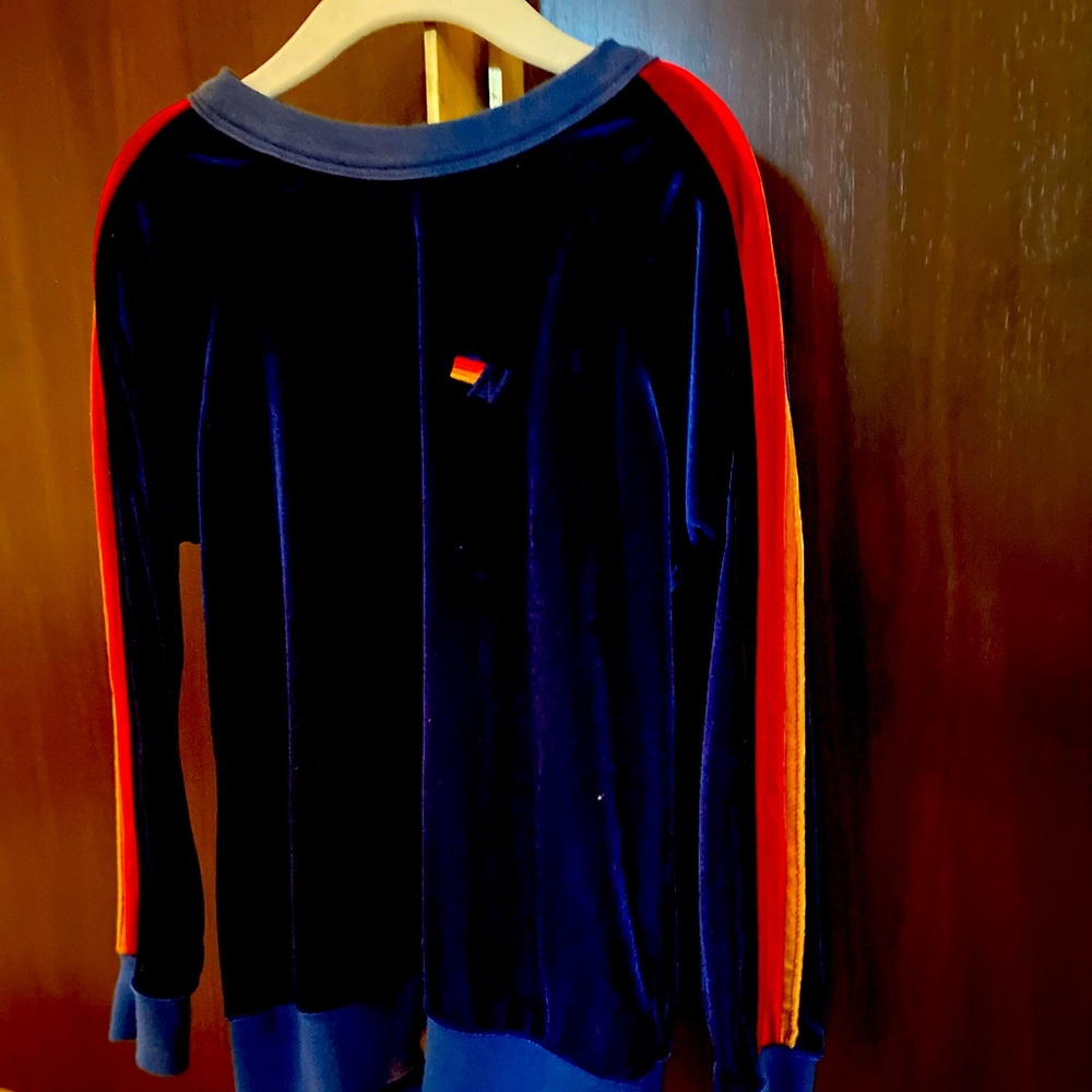 Kids Aviator Nation blue velour sweatshirt